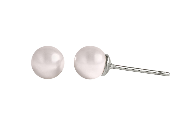 Titan Ohrstecker mit Perlen von Swarovski® 6mm weiß