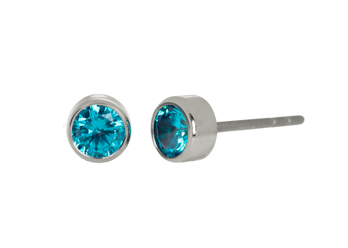 Titan Ohrringe für Kinder mit Stein hellblau
