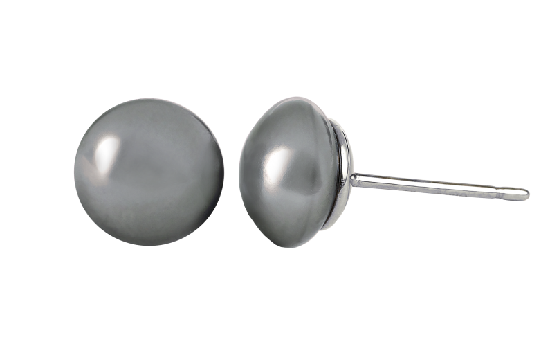 Optex Titanohrstecker flache Swarovski Perle grau