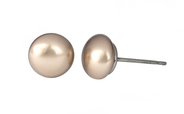 Optex Perlohrstecker Titan mit flachen Swarovski Perlen in bronze