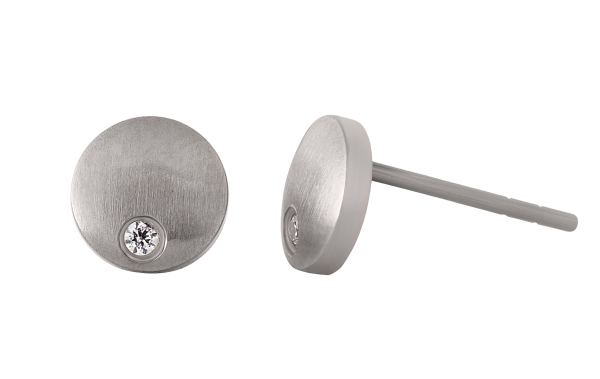 Titan Ohrstecker matt mit Zirkonia